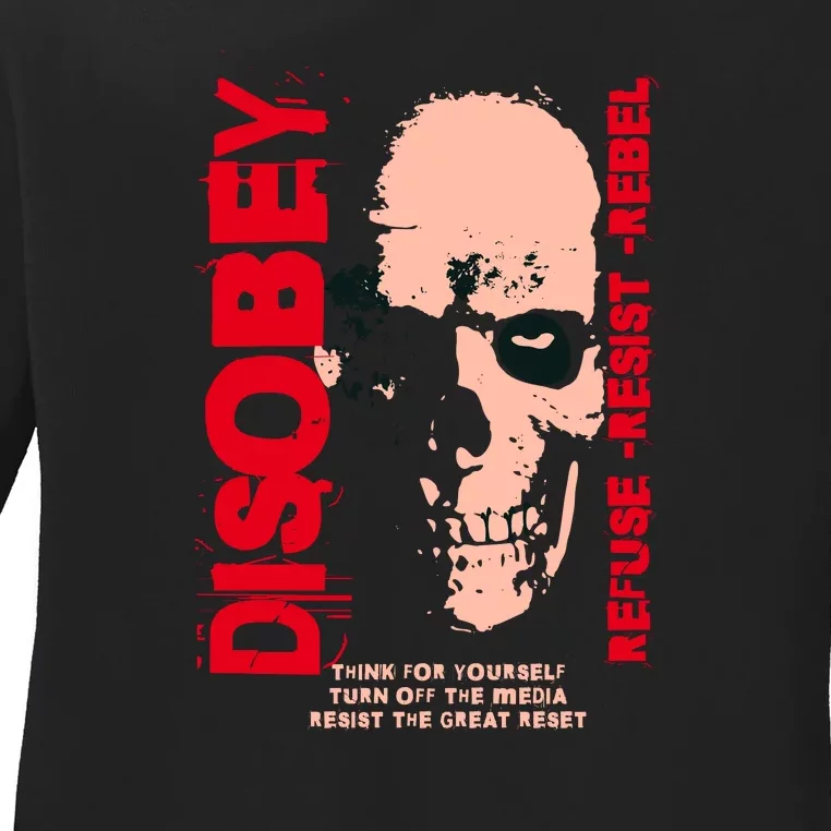 Disobey Politically Incorrect Resist The Great Reset Ladies Long Sleeve Shirt