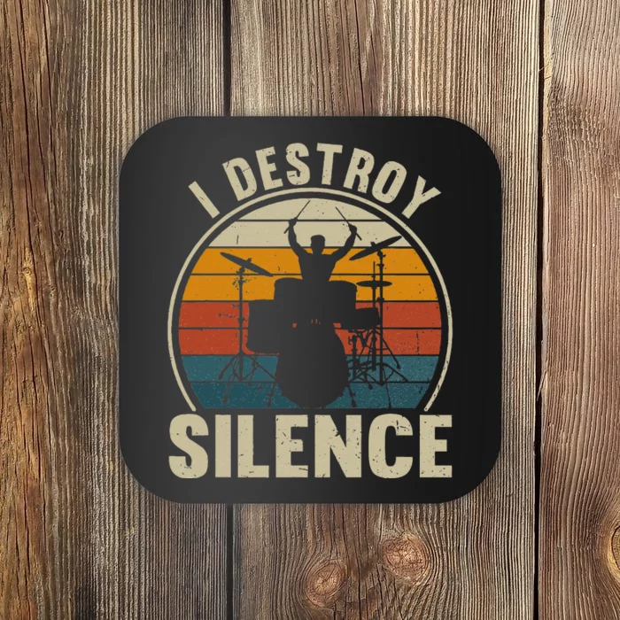 Drums Player I Destroy Silence Drummer Coaster