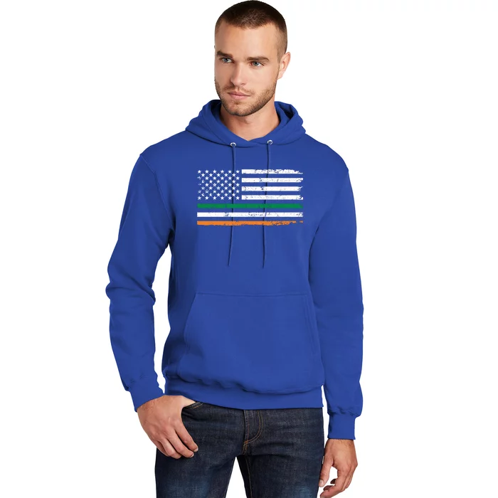 Distressed Patriotic Irish American Flag Gift Hoodie