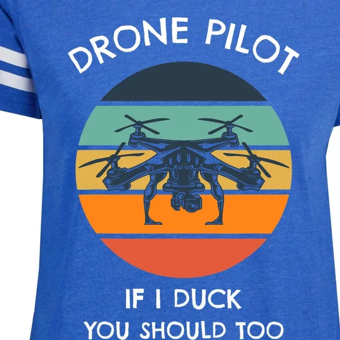 Drone Pilot If I Duck You Should Too Funny Drone Enza Ladies Jersey Football T-Shirt