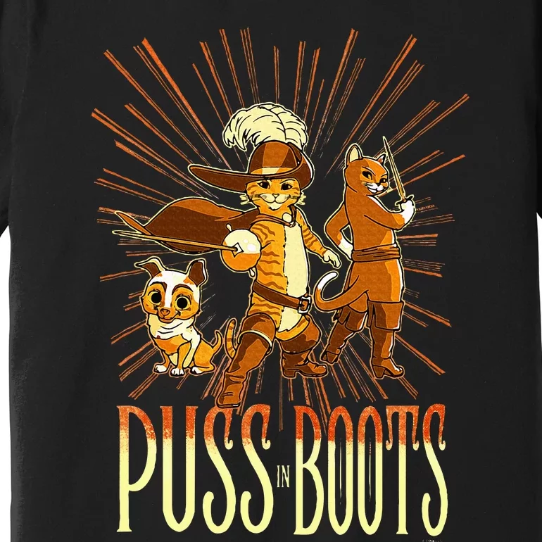 DreamWorks Puss In Boots The Last Wish Cat Trio Poster Premium T-Shirt