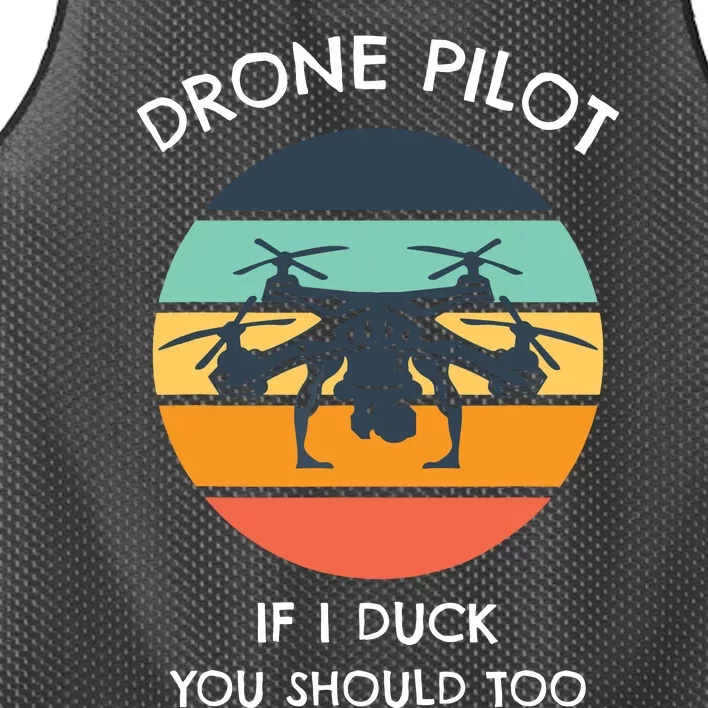 Drone Pilot If I Duck You Should Too Funny Drone Mesh Reversible Basketball Jersey Tank