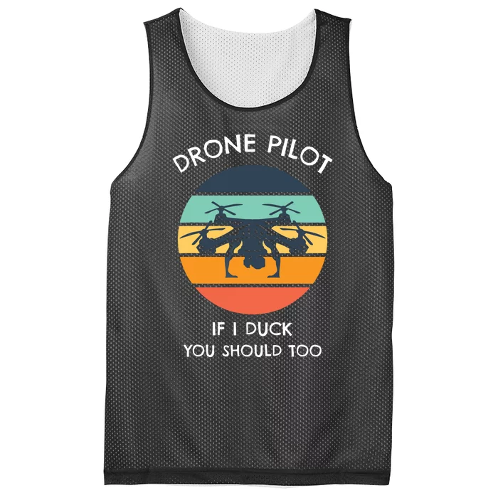 Drone Pilot If I Duck You Should Too Funny Drone Mesh Reversible Basketball Jersey Tank