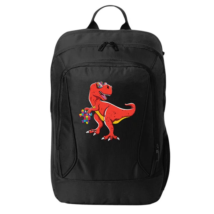 Dinosaur Puzzle In April Support Love Autism Awareness Meaningful Gift City Backpack