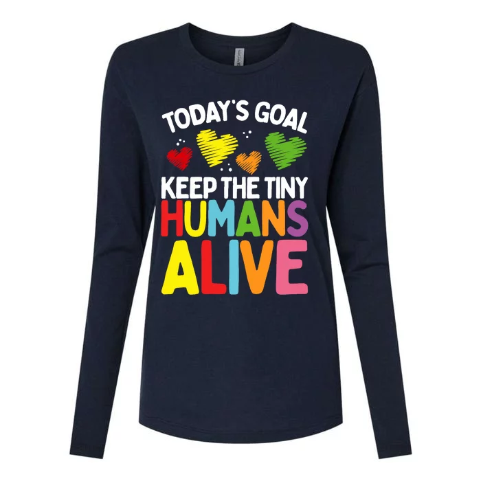 Daycare Provider Keep Tiny Humans alive Childcare Teacher Womens Cotton Relaxed Long Sleeve T-Shirt