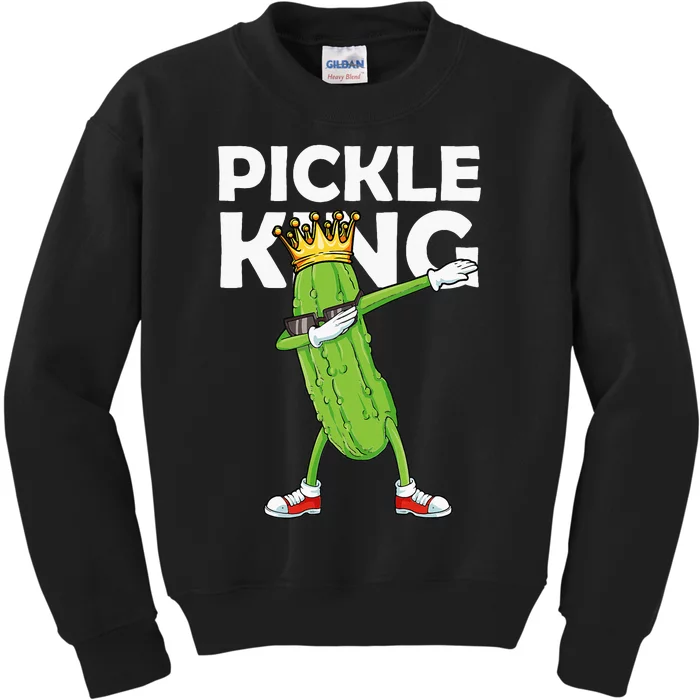 Dabbing Pickle King Cucumber Dab Funny Veggie Vegetarian Kids Sweatshirt