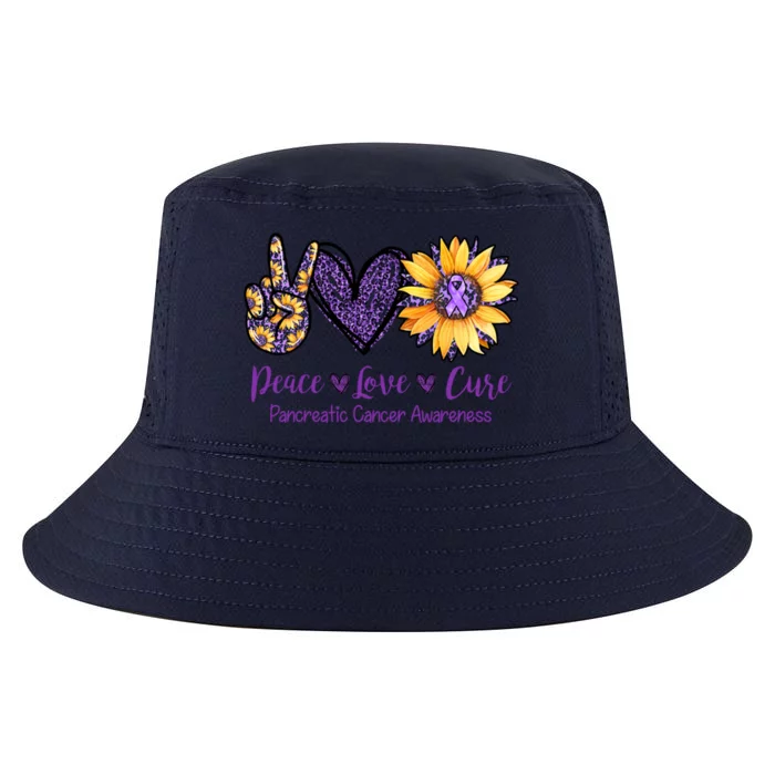 Daisy Peace Love Cure Pancreatic Cancer Awareness Gift Meaningful Gift Cool Comfort Performance Bucket Hat