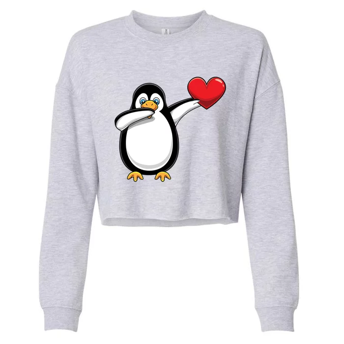 Dabbing Penguin Lover Dab Valentines Day Gift Cropped Pullover Crew