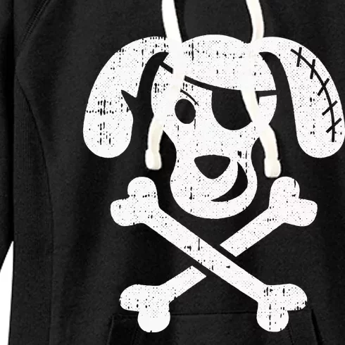 Dog Pirate Lazy Halloween Costume Puppy Skull Crossbones Women's Fleece Hoodie