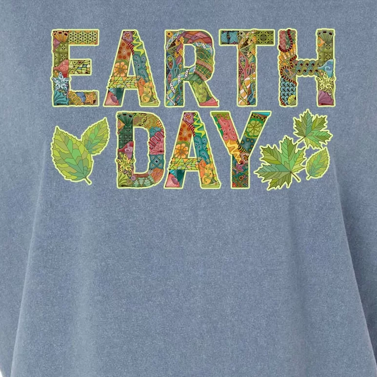 Decorative Pattern Letters Earth Day Garment-Dyed Women's Muscle Tee