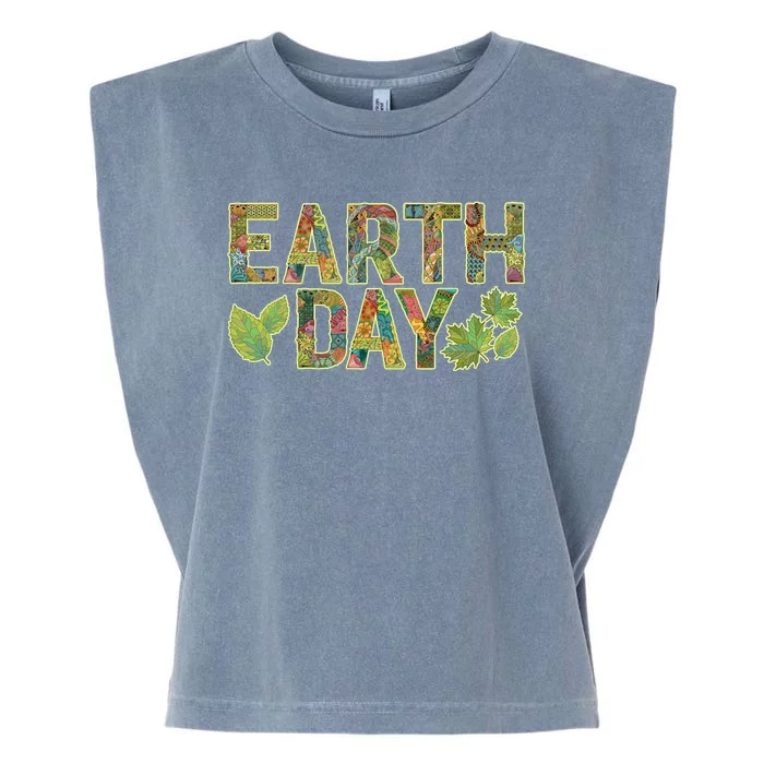 Decorative Pattern Letters Earth Day Garment-Dyed Women's Muscle Tee