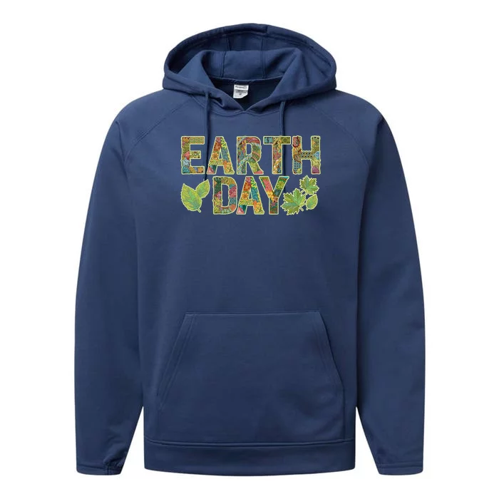 Decorative Pattern Letters Earth Day Performance Fleece Hoodie