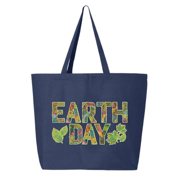 Decorative Pattern Letters Earth Day 25L Jumbo Tote