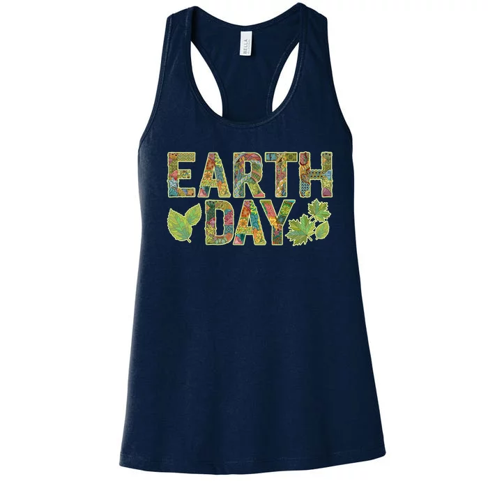 Decorative Pattern Letters Earth Day Women's Racerback Tank