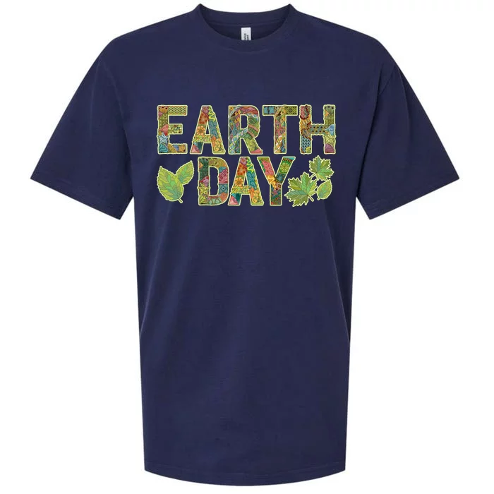 Decorative Pattern Letters Earth Day Sueded Cloud Jersey T-Shirt