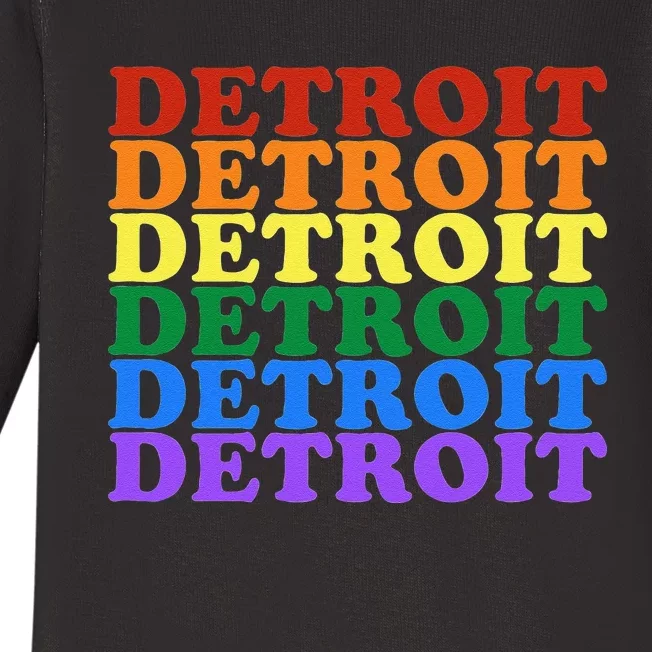 Detroit Pride LGBT Parade Michigan (MI) LGBTQ Flag Baby Long Sleeve Bodysuit