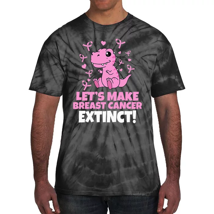 Dino Pink Let's Make Breast Cancer Extinct Tie-Dye T-Shirt