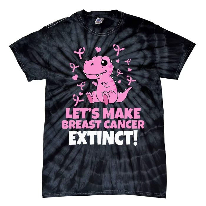 Dino Pink Let's Make Breast Cancer Extinct Tie-Dye T-Shirt