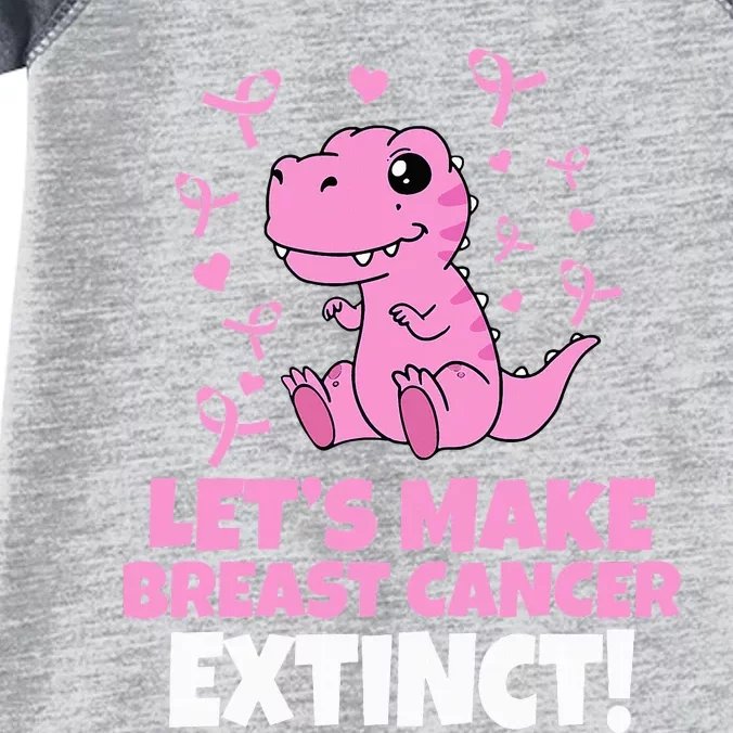 Dino Pink Let's Make Breast Cancer Extinct Infant Baby Jersey Bodysuit