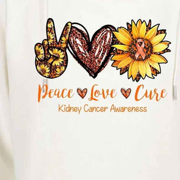 Daisy Peace Love Cure Kidney Cancer Awareness Gift Womens Funnel Neck Pullover Hood