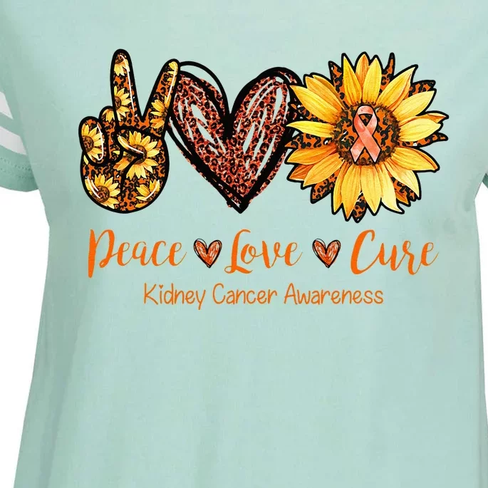 Daisy Peace Love Cure Kidney Cancer Awareness Gift Enza Ladies Jersey Football T-Shirt