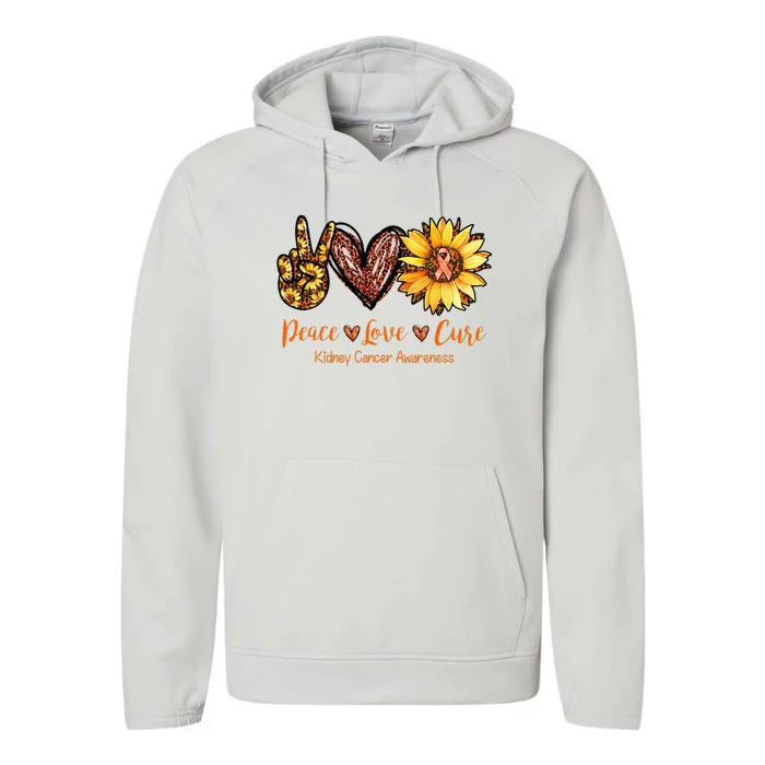 Daisy Peace Love Cure Kidney Cancer Awareness Gift Performance Fleece Hoodie