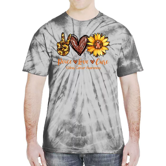 Daisy Peace Love Cure Kidney Cancer Awareness Gift Tie-Dye T-Shirt