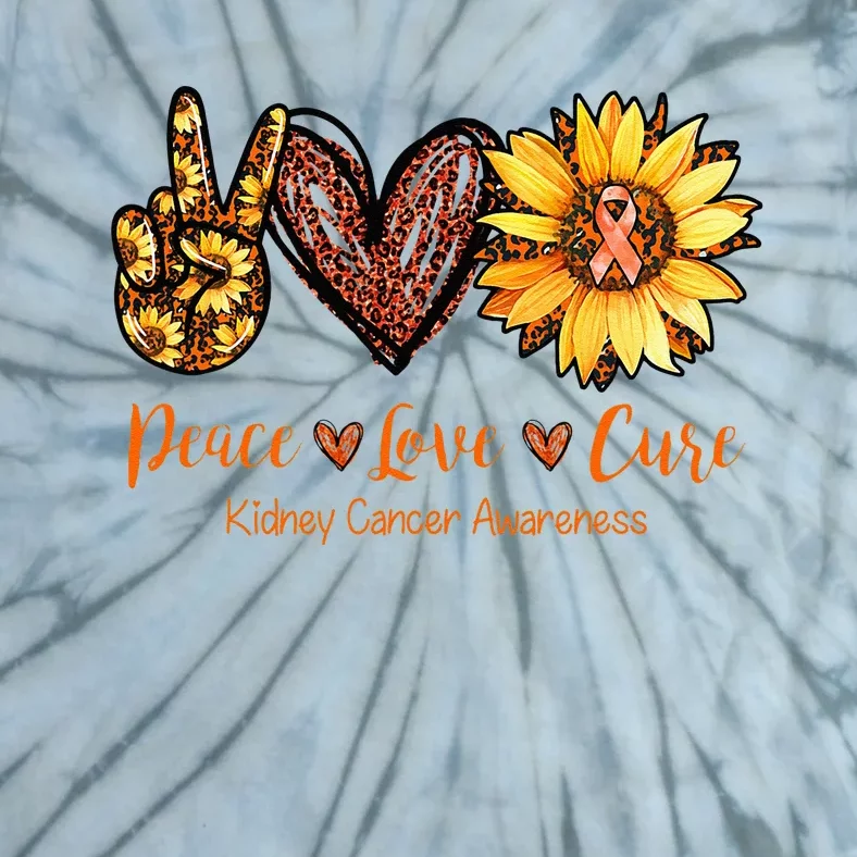 Daisy Peace Love Cure Kidney Cancer Awareness Gift Tie-Dye T-Shirt