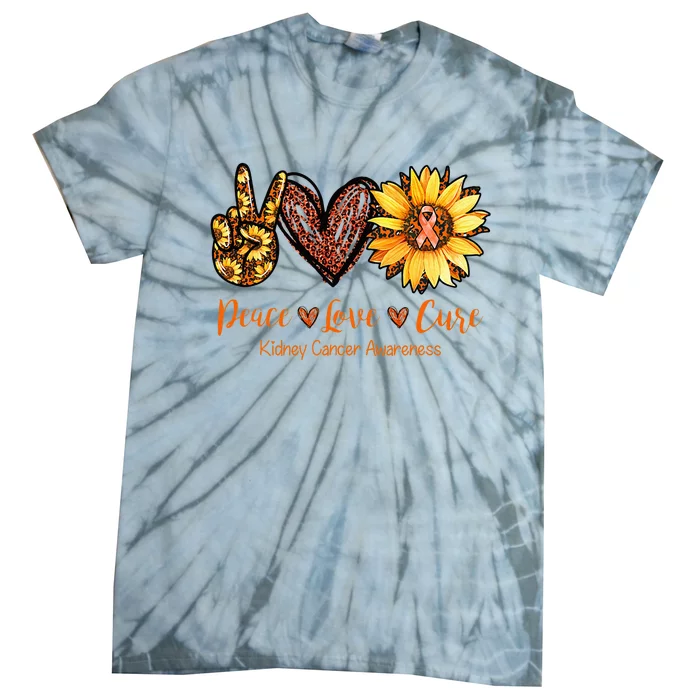 Daisy Peace Love Cure Kidney Cancer Awareness Gift Tie-Dye T-Shirt