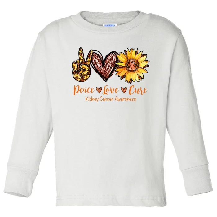 Daisy Peace Love Cure Kidney Cancer Awareness Gift Toddler Long Sleeve Shirt