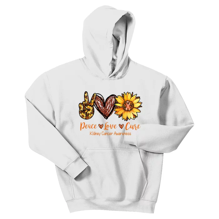 Daisy Peace Love Cure Kidney Cancer Awareness Gift Kids Hoodie