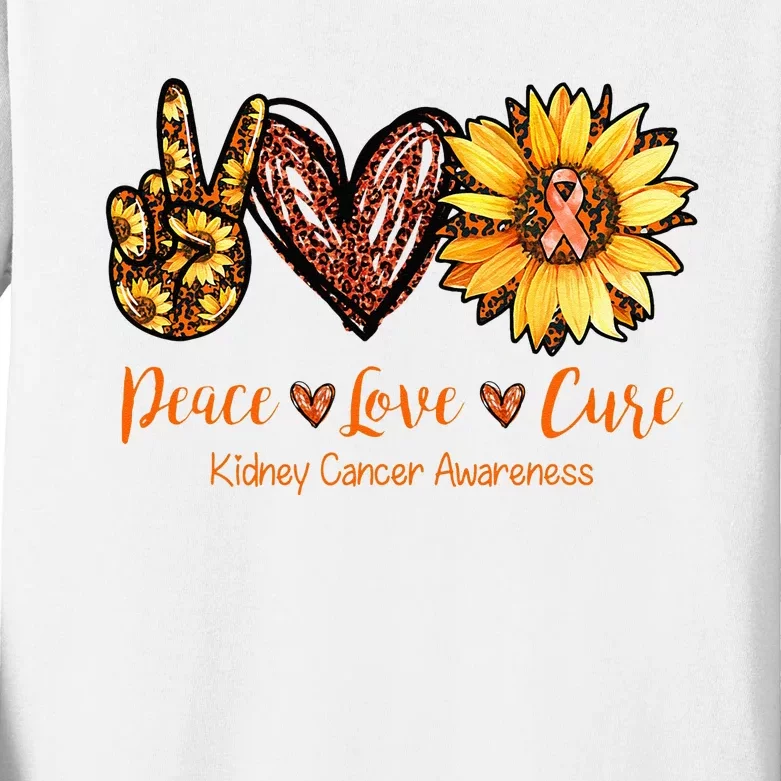 Daisy Peace Love Cure Kidney Cancer Awareness Gift Kids Long Sleeve Shirt