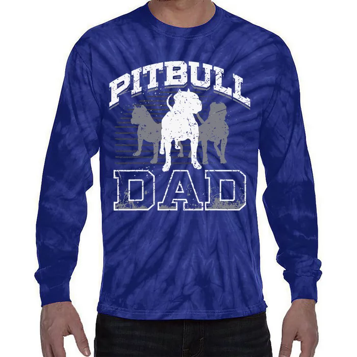 Dad Pitbull Lover Dog Owner Father Day Gift Tie-Dye Long Sleeve Shirt