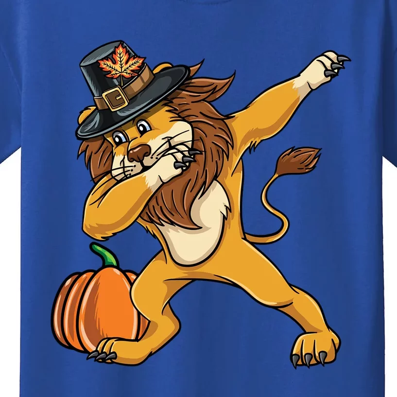 Dabbing Pilgrim Lion Thanksgiving Gift Kids T-Shirt