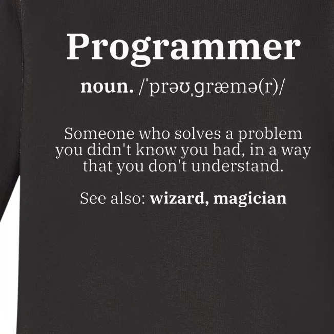 Definition Programmer Meaning Computer Science & Coding Baby Long Sleeve Bodysuit