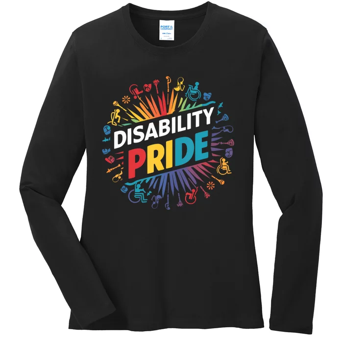 Disability Pride Month Awareness Proud Disabled Ladies Long Sleeve Shirt