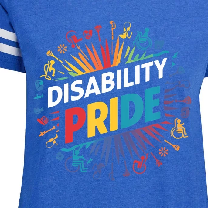 Disability Pride Month Awareness Proud Disabled Enza Ladies Jersey Football T-Shirt