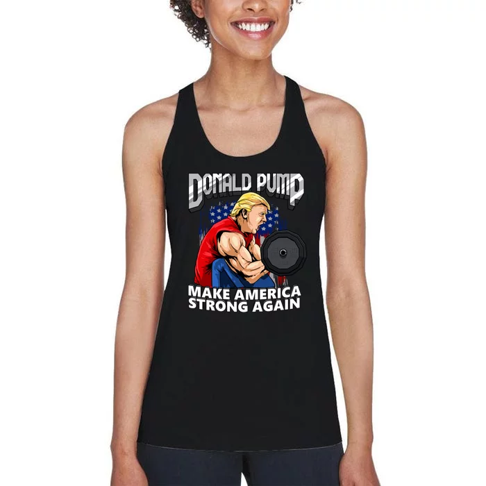 Donald Pump Make America Strong Again US Women's Racerback Tank