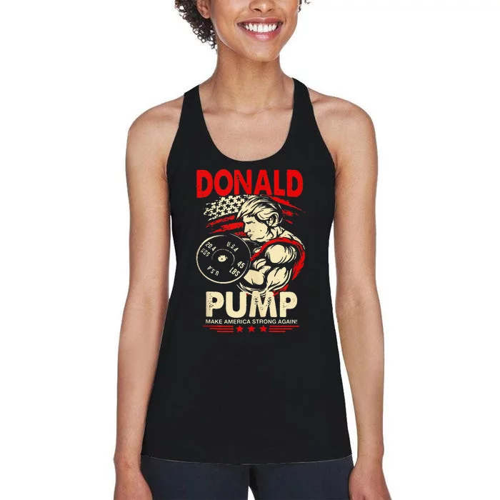 Donald Pump Make America Strong Again Tank Top Classic Women's Racerback Tank