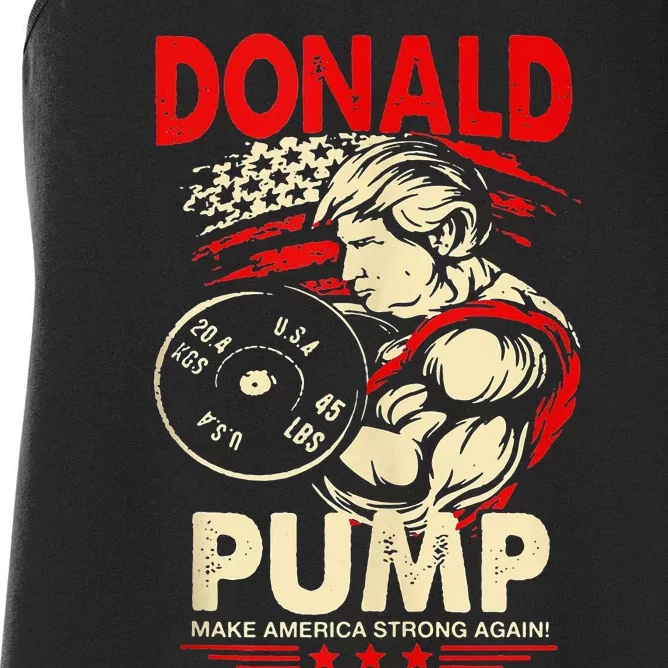 Donald Pump Make America Strong Again Tank Top Classic Women's Racerback Tank