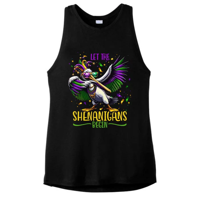 Dabbing Pelikan Mardi Gras Costume Let The Shenanigans Begin Ladies Tri-Blend Wicking Tank