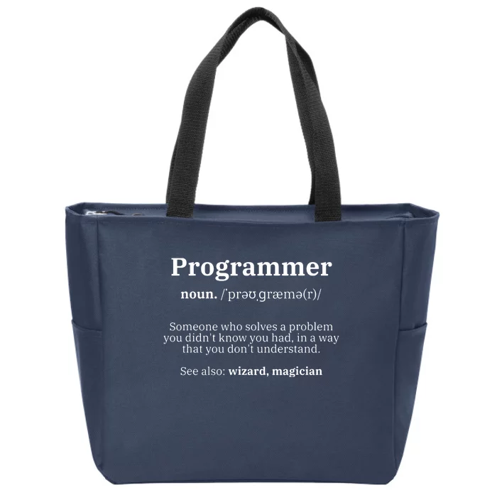 Definition Programmer Meaning Computer Science Coding Zip Tote Bag