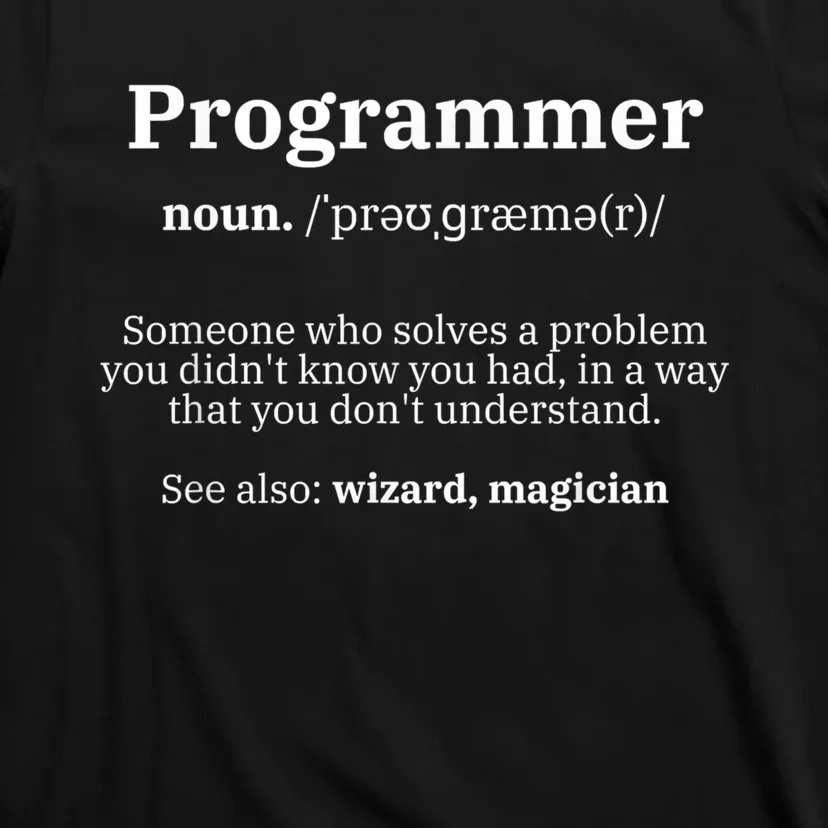 Definition Programmer Meaning Computer Science & Coding T-Shirt