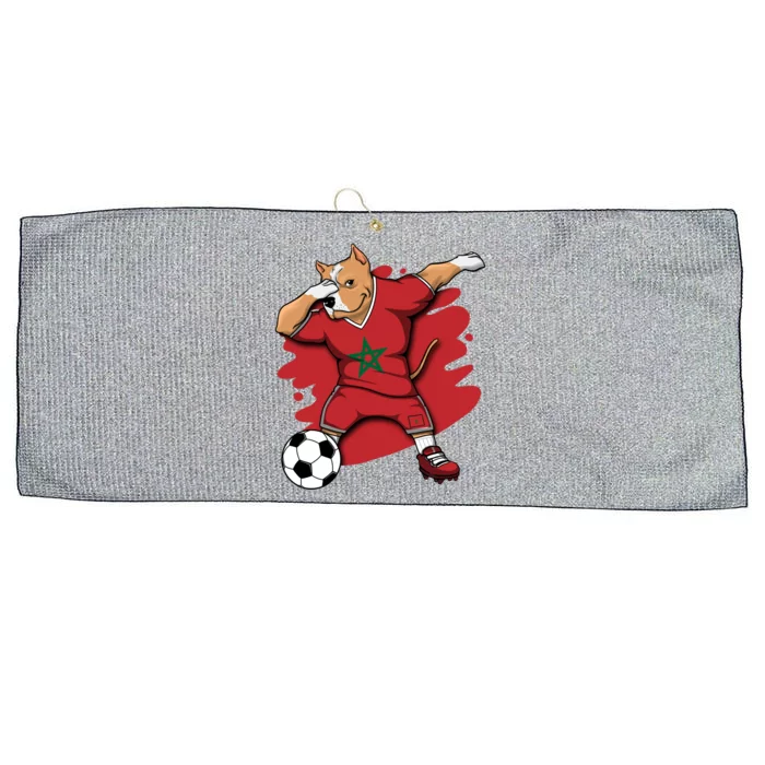 Dabbing Pitbull Morocco Soccer Fans Jersey Moroccan Football Gift Large Microfiber Waffle Golf Towel