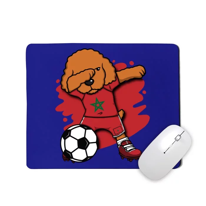 Dabbing Poodle Morocco Soccer Fans Jersey Moroccan Football Funny Gift Mousepad