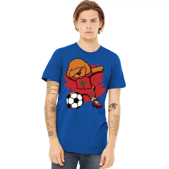 Dabbing Poodle Morocco Soccer Fans Jersey Moroccan Football Funny Gift Premium T-Shirt