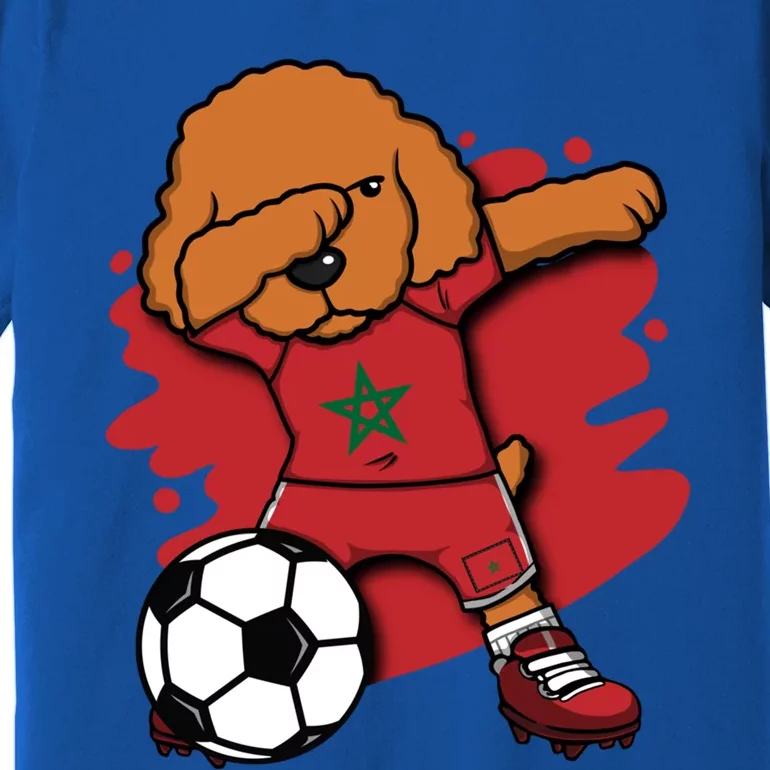 Dabbing Poodle Morocco Soccer Fans Jersey Moroccan Football Funny Gift Premium T-Shirt