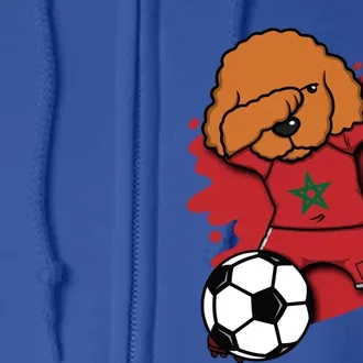 Dabbing Poodle Morocco Soccer Fans Jersey Moroccan Football Funny Gift Full Zip Hoodie