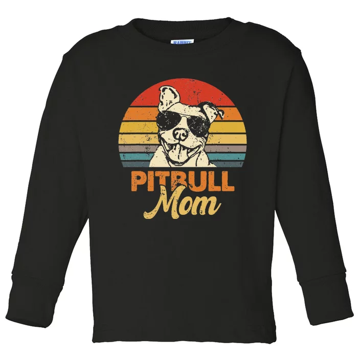 Dog Pitbull Mom Pittie Mom Funny Mother's Day Toddler Long Sleeve Shirt