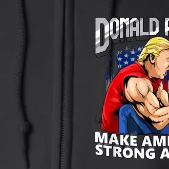 Donald Pump Make America Strong Again Weight Lifting Gym Full Zip Hoodie